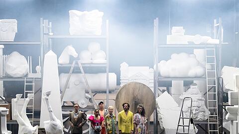 Steffen Höld, Isabell Antoni Höckel, Vincent Glander, Barbara Melzl, Nicola Mastroberadino und Evelyne Gugolz in den "Sternstunden der Menschheit".