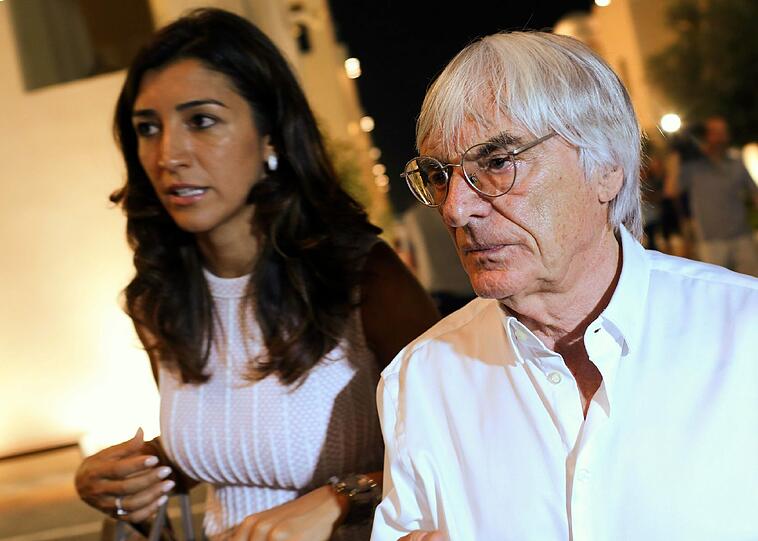Der Boss der Formel 1, Bernie Ecclestone (82), mit seiner Frau Fabiana Flosi (36). Foto: Jens Büttner