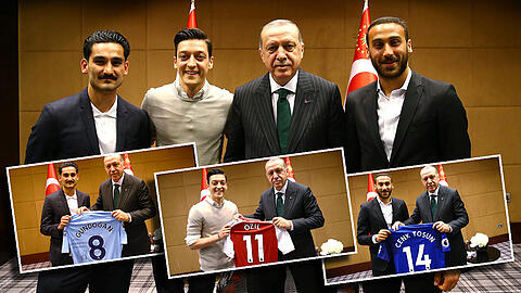 Deutsch-türkische Fußballer helfen dem türkischen Präsidenten im Wahlkampf. Irritierende Bilder aus London.