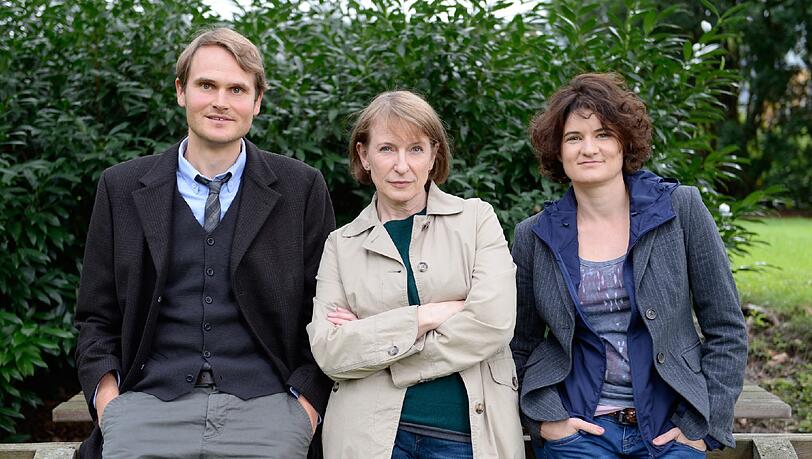 Fabian Hinrichs, Dagmar Menzel und Eli Wasserscheid (v.l.) bei den Dreharbeiten zum Tatort «Der Himmel ist ein Platz auf Erden».