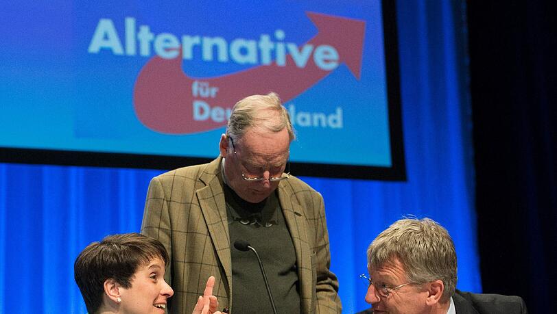 Alle gegen Frauke Petry (v.l.): Die AfD-Co-Vorsitzenden Alexander Gauland und Jörg Meuthen sägen am Stuhl ihrer Parteichefin. Alle gegen Frauke Petry (v.l.): Die AfD-Co-Vorsitzenden Alexander Gauland und Jörg Meuthen sägen am Stuhl ihrer Parteichefin.