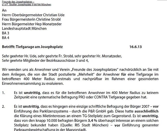 Ein Ausriss aus dem offenen Brief an OB Ude und Co.