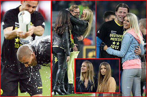 Spielerfrauen stürmen den Rasen, Klopp knutscht alle: Die Dortmunder lassen's krachen. Die Bilder von der BVB-Party