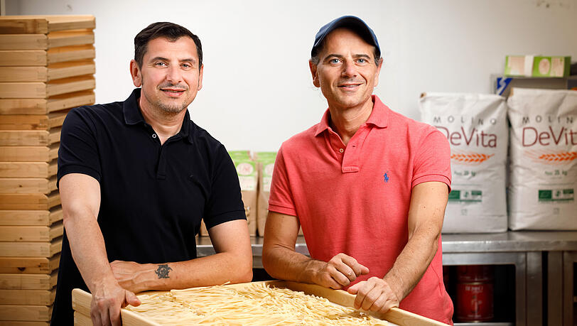 Giorgio und Gianluca Vasciarelli, die Geschäftsführer der Nudelmanufaktur "Il Golosone".