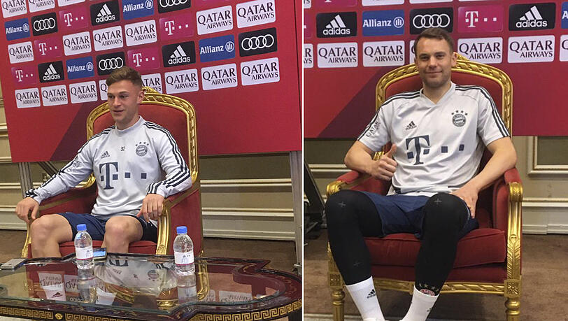 Sprachen über ihre Ziele: Manuel Neuer und Joshua Kimmich. Sprachen über ihre Ziele: Manuel Neuer und Joshua Kimmich.
