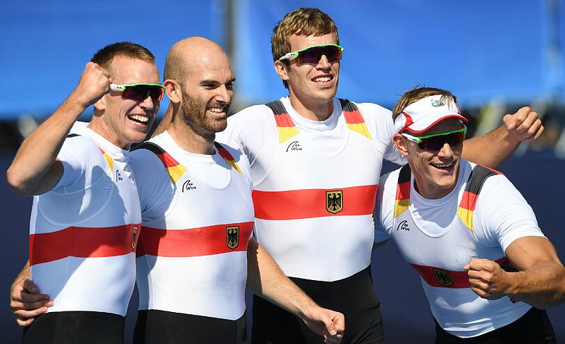 Im Doppelvierer der Männer holte der Deutsche Ruder-Verband die erste Goldmedaille.