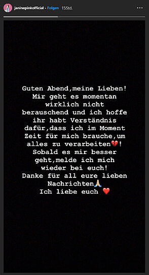 Bestätigt Janine Pink mit dieser Nachricht die Trennung von Tobi Wegener?