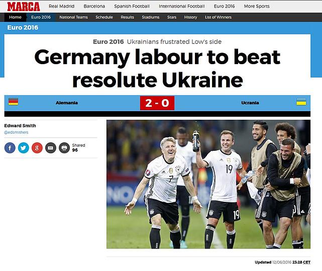 Marca (Spanien) findet, dass die Deutschen hart arbeiten mussten, um entschlosse Ukrainer zu schlagen.