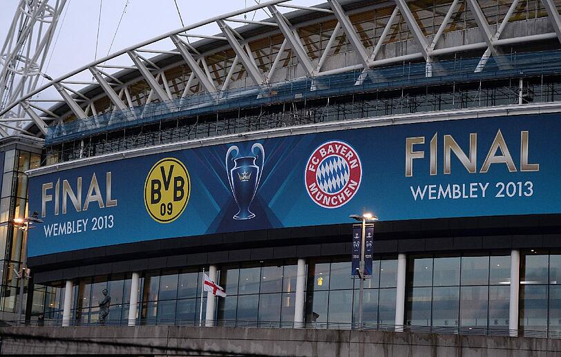 Warten auf den neuen "Klassiker". Bayern gegen Dortmund. Ein Spiel das ganz London elektrisiert. Die Bilder vor dem großen Finale.