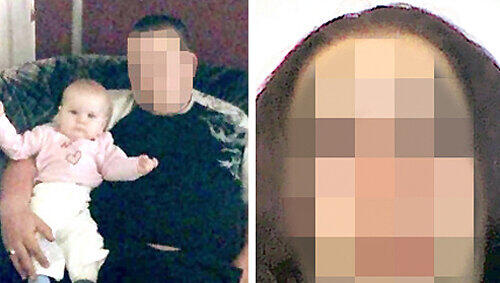 Patrick R. (mit Sarah als Baby im Arm) und seine Frau Angela waren selbst wohlgenährt – und ließen ihr eigenes Kind verhungern. Patrick R. (mit Sarah als Baby im Arm) und seine Frau Angela waren selbst wohlgenährt – und ließen ihr eigenes Kind verhungern.