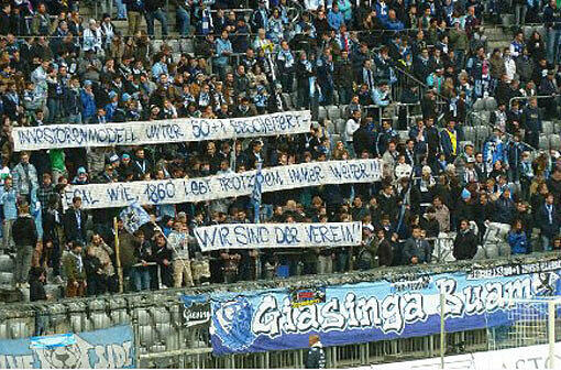 Transparent der Löwen-Fans im Spiel gegen den FSV Frankfurt.