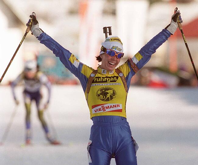 Magdalena Forsberg ist mit 42 Weltcupsiegen und sechs Gesamtweltcupsiegen eine der erfolgreichsten Biathletinnen aller Zeiten.