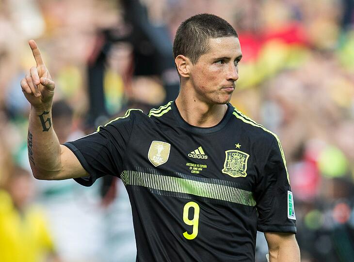 Fernando Torres jubelt über den 3:0-Sieg der Spanier gegen Australien.