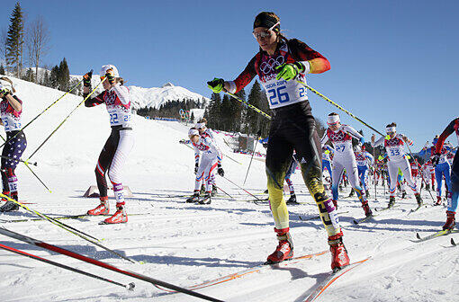 Nicole Fessel war die beste Deutsche bei der 2 x 7,5 km Doppelverfolgung der Frauen in Sotschi.