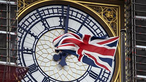 Er soll den Brexit einläuten: Der Big Ben mit einem Union Jack am Zifferblatt.