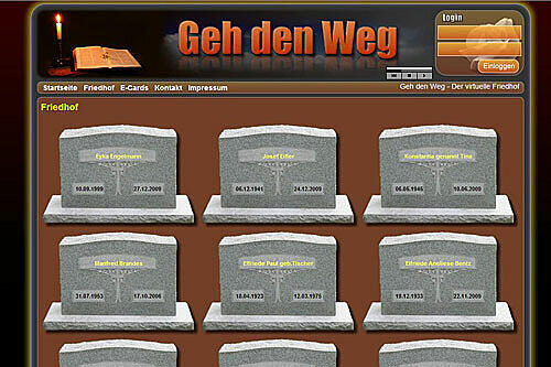 Stein an Stein: Auf geh-den-weg.de kann man virtuelle Gräber erstellen