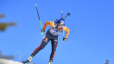 Sprintete in Hochfilzen auf Platz vier: Franziska Preuß.