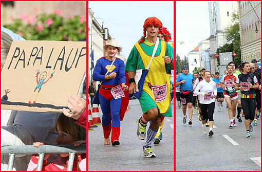 Bunte Kostüme, Kinder feuern ihre Eltern an, viel Schweiß und gute Laune: Die Bilder vom München Marathon 2012