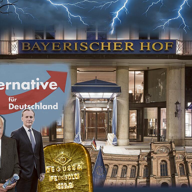 Im Bayerischen Hof treffen sie sich j&auml;hrlich: Mises-Pr&auml;sident Thorsten Polleit (rechts) und seine Anh&auml;nger, deren Verein durch den Degussa Goldhandel und den Milliard&auml;r August von Finck gewachsen ist.