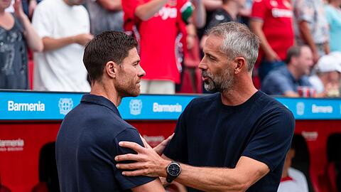 Leverkusens Xabi Alonso und Leipzigs Marco Rose: Am Samstag treffen die Trainer im Top-Spiel der Bundesliga aufeinander.