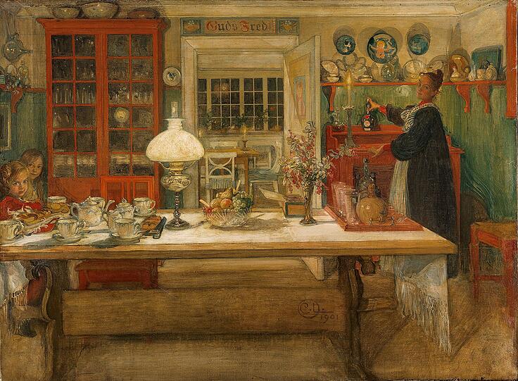Carl Larssons "Spielvorbereitung" aus dem Jahr 1901.