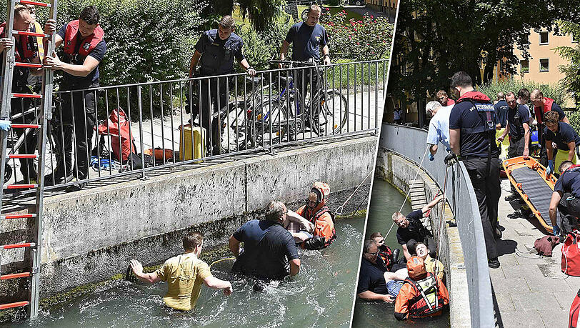 Der Mann brachte sich bei der Rettungsaktion selbst in Lebensgefahr. Der Mann brachte sich bei der Rettungsaktion selbst in Lebensgefahr.