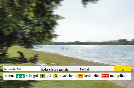 Karlsfelder See: Badestelle am Westufer. ADAC-Urteil: AUSREICHEND