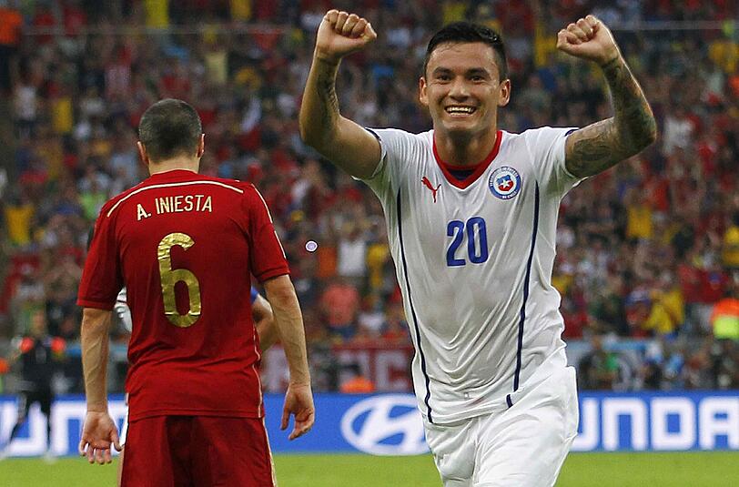 Chile feiert den überraschenden 2:0-Sieg gegen Spanien.
