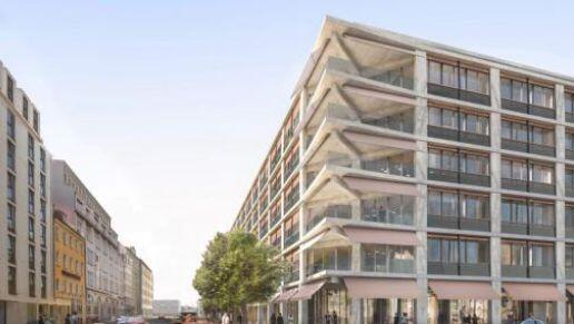 Die Fassade mit Baum wirkt bei all den Ideen fast ein wenig unspektakulär: eine Visualisierung der Paul-Heyse-, Ecke Schwanthalerstraße.
