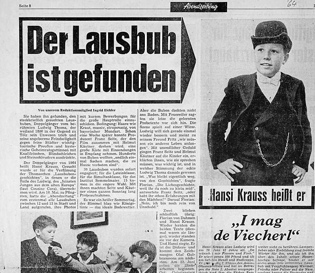 1964: Hansi Krauss wird in der AZ zum "Lausbub" gekürt.