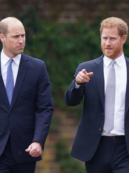 Prinz William (l.) und Prinz Harry im Rahmen der Enth&uuml;llung einer Diana-Statue im Jahr 2021.