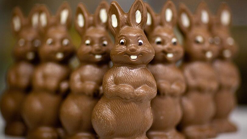 In der Confiserie Felicitas stehen Schokoladen-Osterhasen. In der Confiserie Felicitas stehen Schokoladen-Osterhasen.