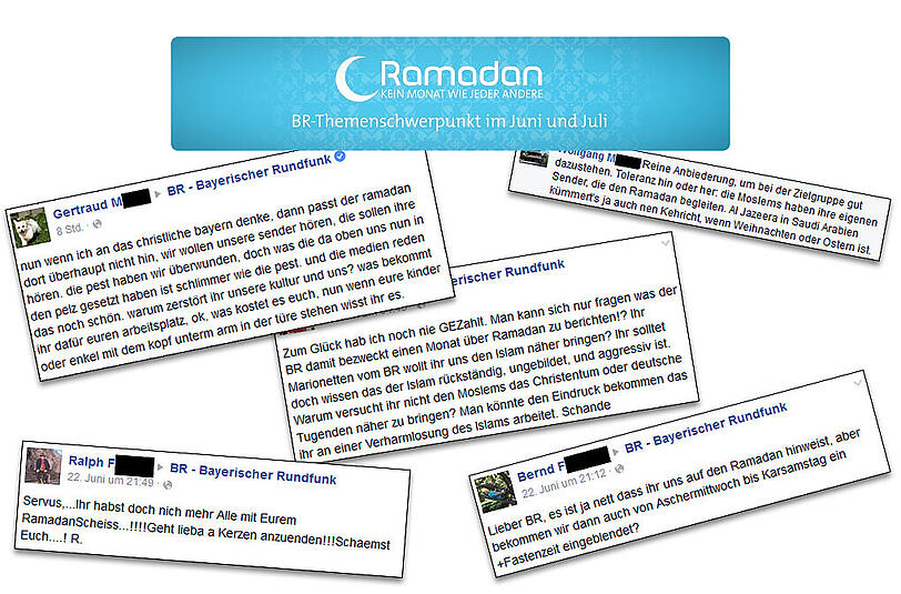 Wegen Ramadan-Logo: Rechte Kommentare auf der Facebook-Seite des BR. (Stand: 25.06.2015)