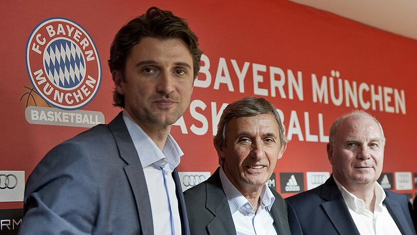 Sportdirektor Marko Pesic, Trainer Svetislav Pesic und Präsident Uli Hoeneß. Sportdirektor Marko Pesic, Trainer Svetislav Pesic und Präsident Uli Hoeneß.