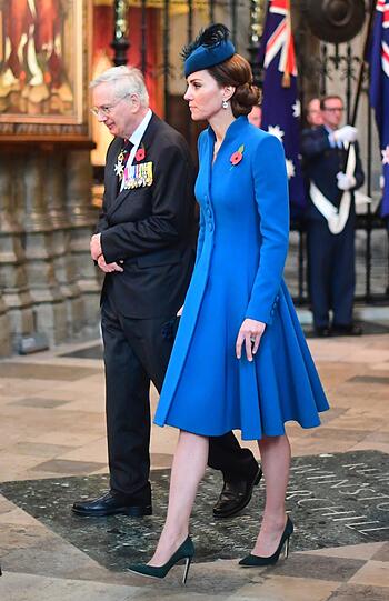 Herzogin Kate nimmt am 25. April 2019 an einem Gedenkgottesdienst zum ANZAC-Gedenktag in der Londoner Westminster Abbey teil. Der ANZAC-Gedenktag erinnert an die erste Militäraktion von Truppen aus Australien, Neuseeland und Tonga im 1. Weltkrieg.