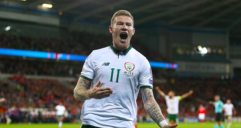 Irlands James McClean jubelt nach seinem Tor zum 0:1.