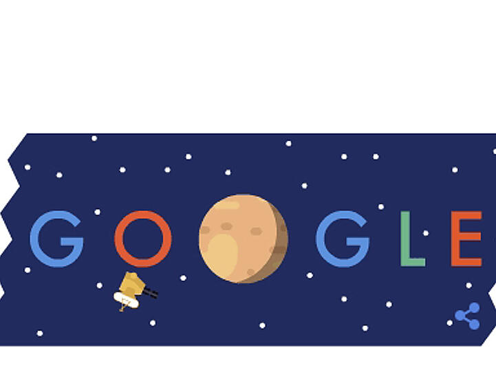 Das Google Doodle zu New Horizons und Pluto