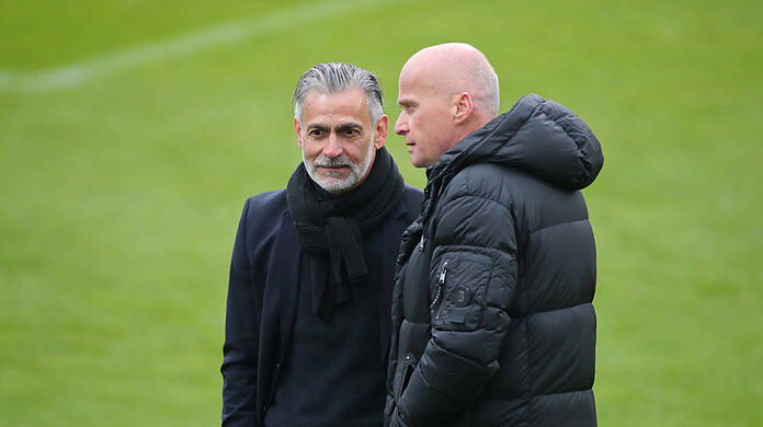 Trainer Maurizio Jacobacci (li.) will sich beim TSV 1860 vom Präsidiumszoff um Oberlöwe Robert Reisinger nicht beeinflussen lassen.