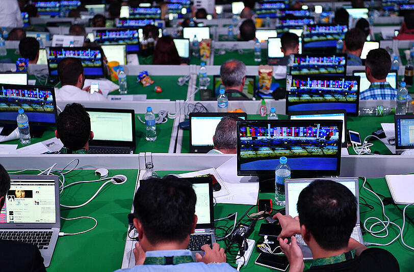Journalisten bei der Arbeit in Rio. In der Nacht zum Montag gab es vorübergehend keine Live-Bilder von Olympia im TV.