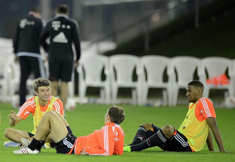 Die Bayern beim Abendtraining.