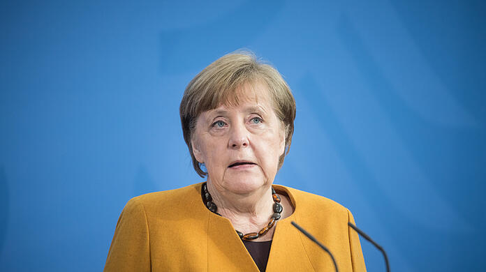 Bundeskanzlerin Angela Merkel bei der Pressekonferenz am Mittwochmittag.