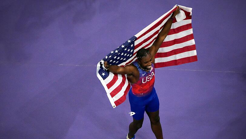 Noah Lyles ist 100-Meter-Olympiasieger.