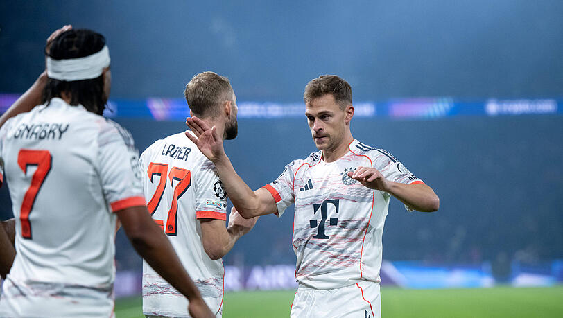 Derzeit das Maß der Dinge in Europa: Der FC Bayern um Vizekapitän Joshua Kimmich (r.). Derzeit das Maß der Dinge in Europa: Der FC Bayern um Vizekapitän Joshua Kimmich (r.).