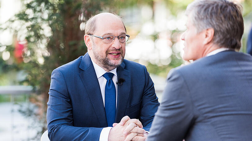 Er ist sicher, dass er Bundeskanzler wird: SPD-Chef und Kanzlerkandidat Martin Schulz beim Sommerinterview mit ZDF-Moderator Thomas Walde.