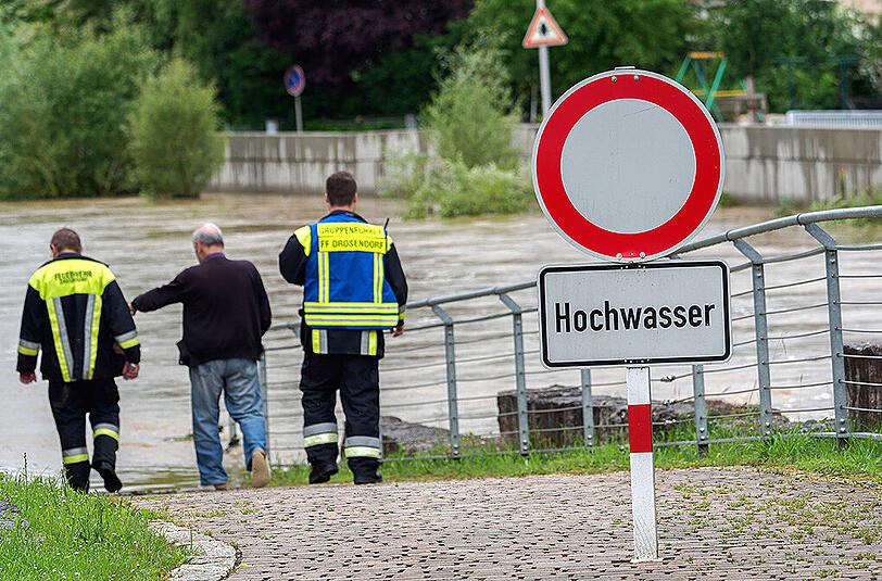 er Gaisbach in Drosendorf (Bayern) ist am 17.06.2016 durch die lang andauernden Regenfälle über die Ufer getreten.