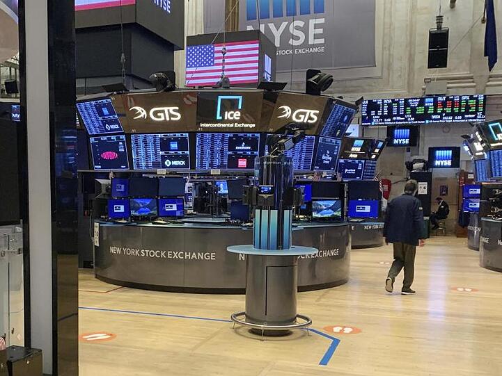 Das teilweise wiedereröffnete Parkett der New Yorker Börse.
