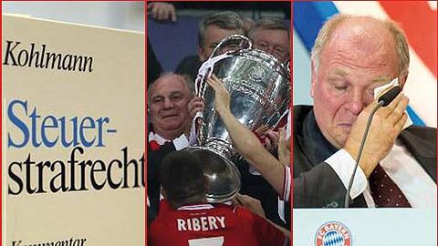 Uli Hoeneß zwischen dem Vorwurf der Steuerhinterziehung und dem historischen Triple. Das bewegte Jahr für den Bayern-Präsidenten in einer Bilderstrecke zum Durchklicken.