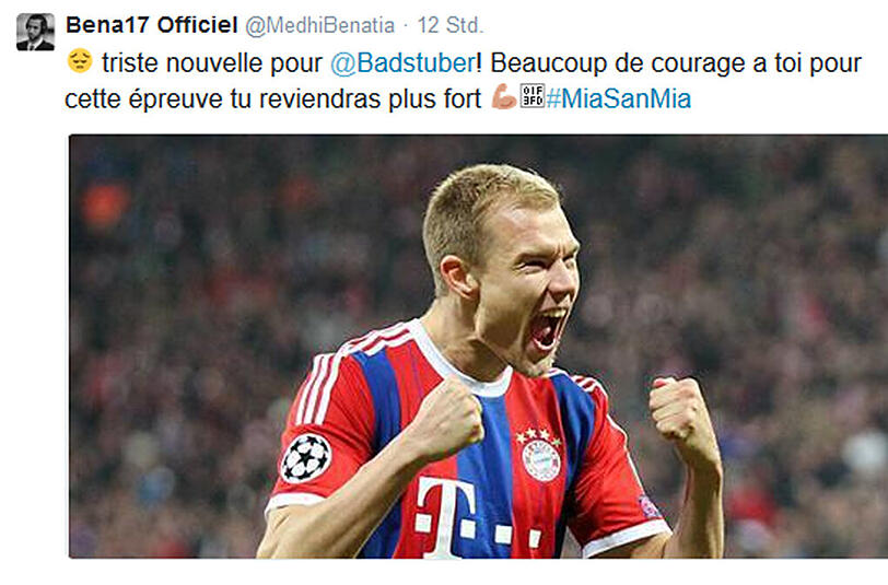 Medhi Benatia: "Traurige Nachrichten für Holger Badstuber! Wünsche Dir viel Mut für diese Bewährungsprobe. Du wirst stärker zurückkommen!"