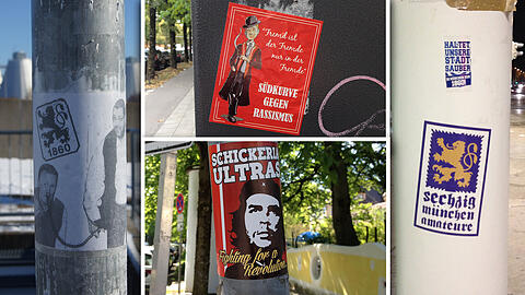 Im Jugend-Informationszentrum (JIZ) werden viele der Bayern- und Sechzig-Sticker vorgestellt.