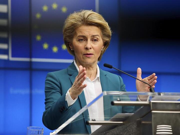Ursula von der Leyen (CDU), Präsidentin der Europäischen Kommission, während einer Videokonferenz mit den Staats- und Regierungschefs der G7.